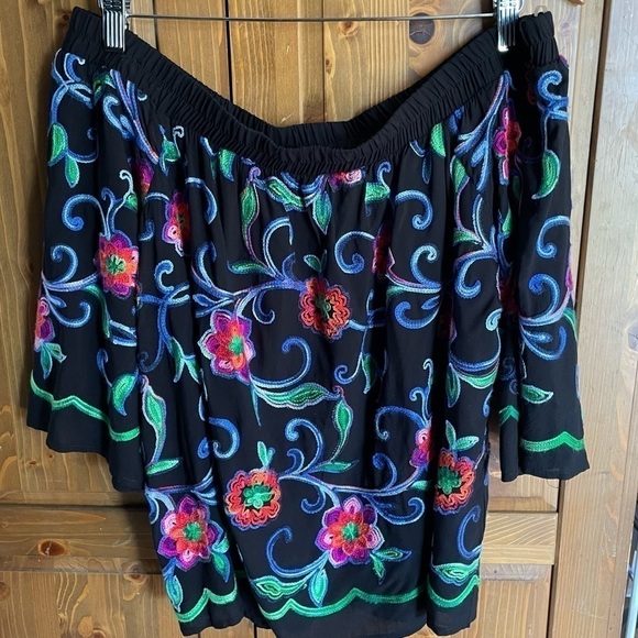 KAREN KANE OFF SHOULDER FLORAL EMBROIDERED MULTI COLOR TOP SIZE M - Picture 7 of 7